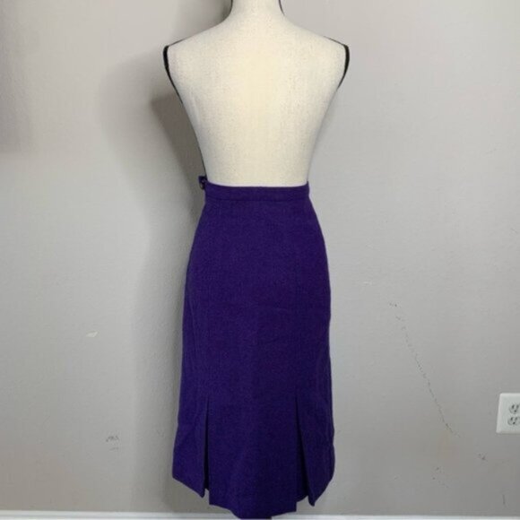Avoca Collection Purple Vintage High Waist Midi A-Line Skirt - Picture 7 of 12